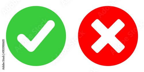 Green checkmark and red cross icons for approval and rejection