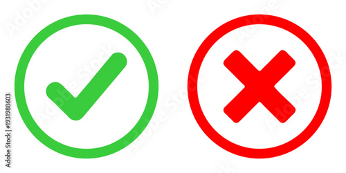 Green checkmark and red cross icons for approval and rejection