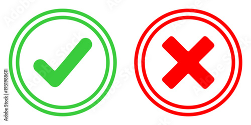Green checkmark and red cross icons for approval and rejection