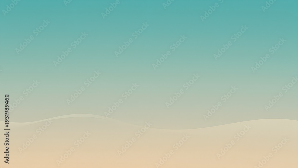Fototapeta premium Minimalist Abstract Digital Background with Teal Gradient and Soft Beige Wavy Horizon Line