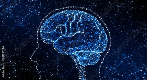 Human brain with neural connections and technology integration