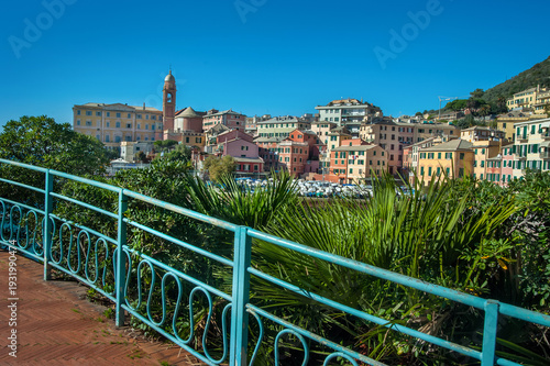 The picturesque Nervi coast in Genoa, Italy.