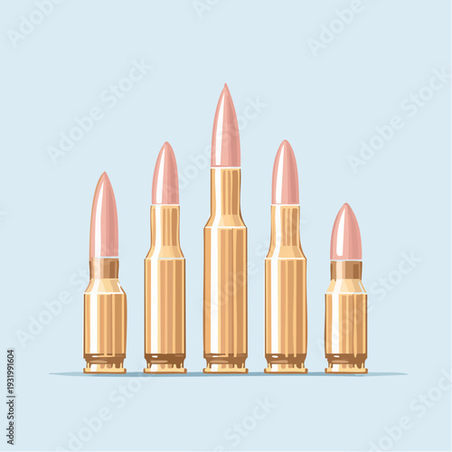Ammunition Display: An array of bullets displayed prominently, highlighting the diverse shapes and designs of various ammunition types. The image evokes a sense of readiness and precision.