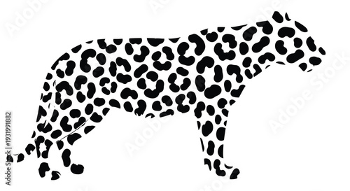Leopard shape composed of spots a striking black and white silhouette