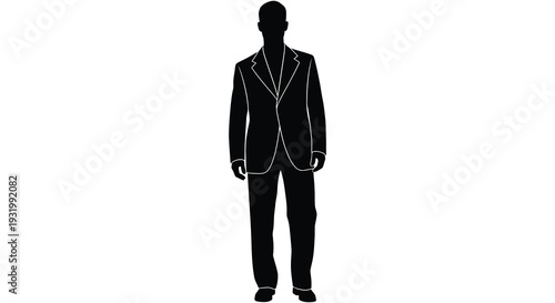 Formal man in a suit standing confidently a striking black silhouette
