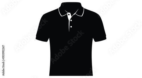 Black polo shirt illustration against a white background a striking silhouette