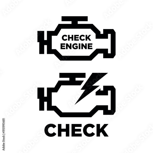 Check engine light icon set. Vector illustration	