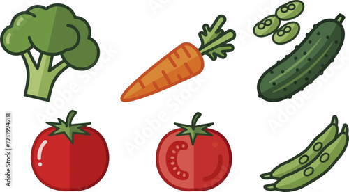 Selection Of Garden Vegetables Arranged As Produce Set