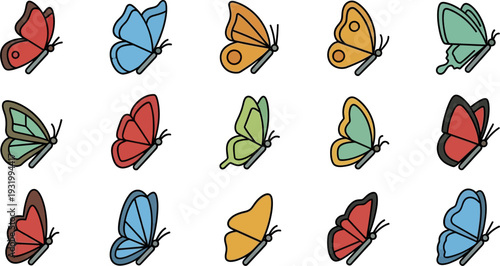 Assorted Colorful Butterflies Flying In Group Formation