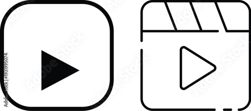 Clapper board icon set. Open and closed movie clapper. Vector EPS 10, Photo and video icon set. Icons of photography, image, photo gallery, video camera and photo camera. Diaphragm icon. image, video