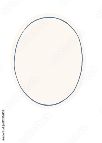 Whimsical simple one line hand drawn blue elegant border emblem PNG