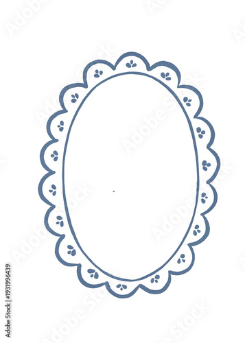 Whimsical hand drawn blue elegant border emblem PNG