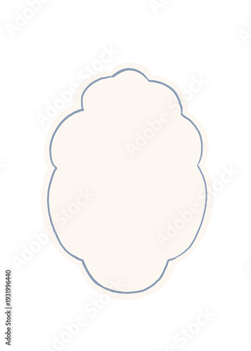 Whimsical simple and elegant hand drawn blue border emblem PNG