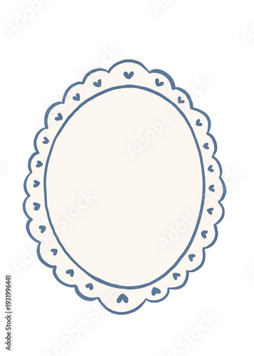 Whimsical hand drawn blue elegant border emblem PNG