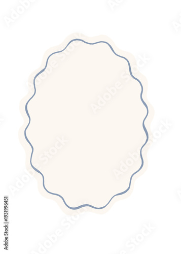 Whimsical hand drawn blue elegant border emblem PNG