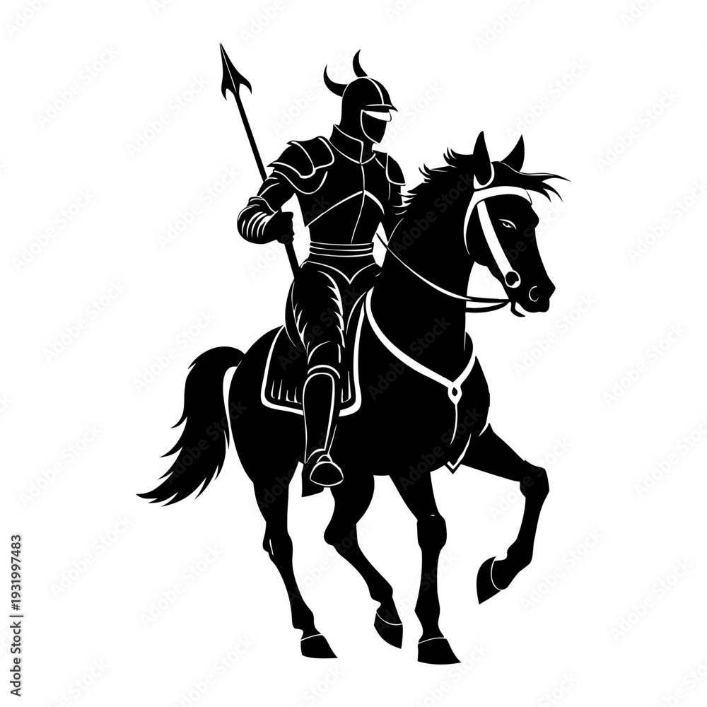 Naklejka premium Knight on horse