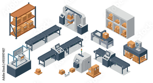 Isometric warehouse automation: conveyors, robots, and storage systems
