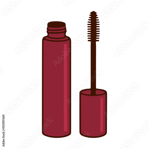Mascara Bottle With Brush Wand Retro Vector Illustration