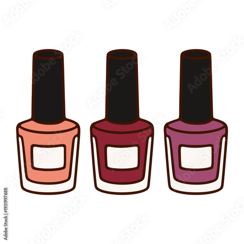 Nail Polish Bottles Set Retro Vector Illustration