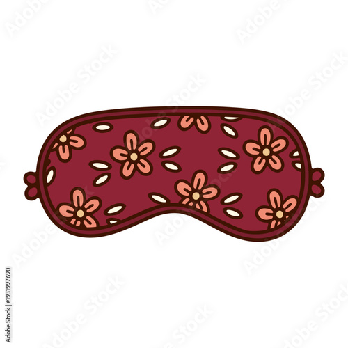 Sleeping Eye Mask With Floral Pattern Retro Vector Illustration