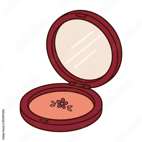 Compact Powder Mirror Case Retro Vector Illustration
