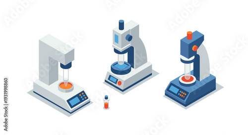 Isometric laboratory microscopes with digital interface and modern design
