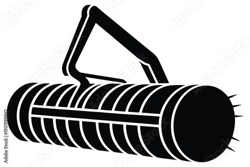 Agricultural Round Bale Handler Icon - Farm Machinery Vector Art for Hay Lifting and Harvesting Equipment Illustration