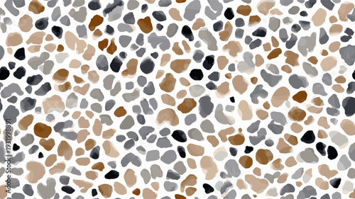 Abstract animal print background with watercolor style gray and brown spots on white. Neutral muted leopard spots seamless pattern design