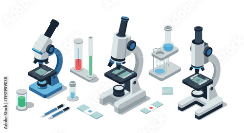 Isometric microscopes and lab equipment for scientific research and education