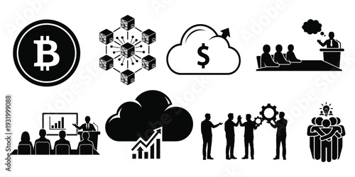 Cryptocurrency and finance icons