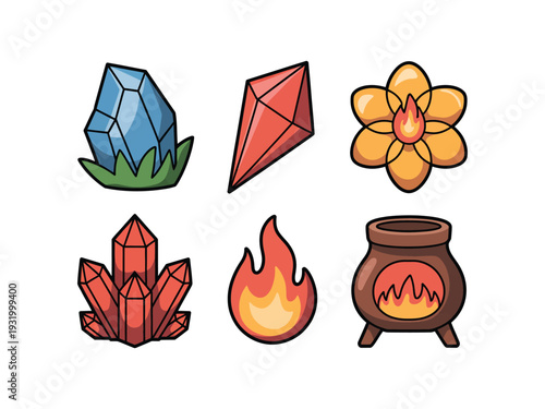 Magic potion ingredients include crystals fire.