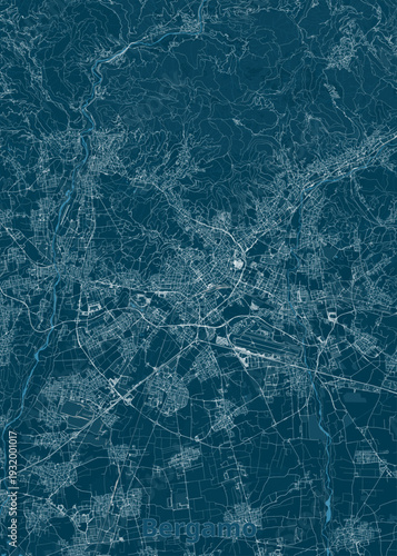 Detailed Monochromatic Map of Bergamo City