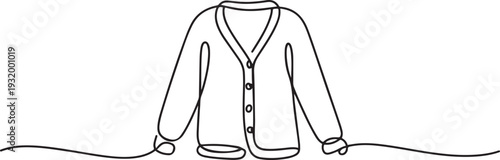 Cardigan icon line continuous drawing vector. One line A fairytale jacket icon vector background. black art icon drawing vector