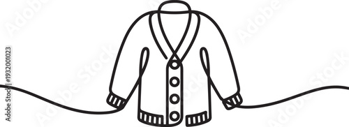 Cardigan icon line continuous drawing vector. One line A fairytale jacket icon vector background. black art icon drawing vector