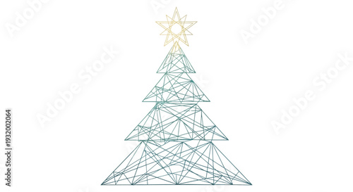 Modern geometric Christmas tree featuring a gradient star design.