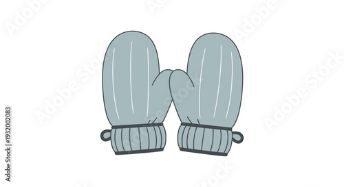 Simple illustration of a pair of light blue winter mittens against white