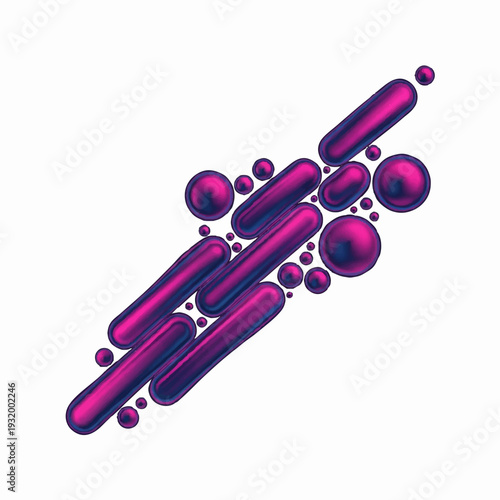 Abstract 3D Rendering of Flowing Magenta Organic Shapes.