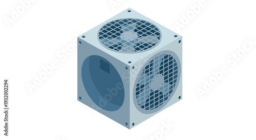 Isometric air vent unit with industrial 3d design for hvac systems