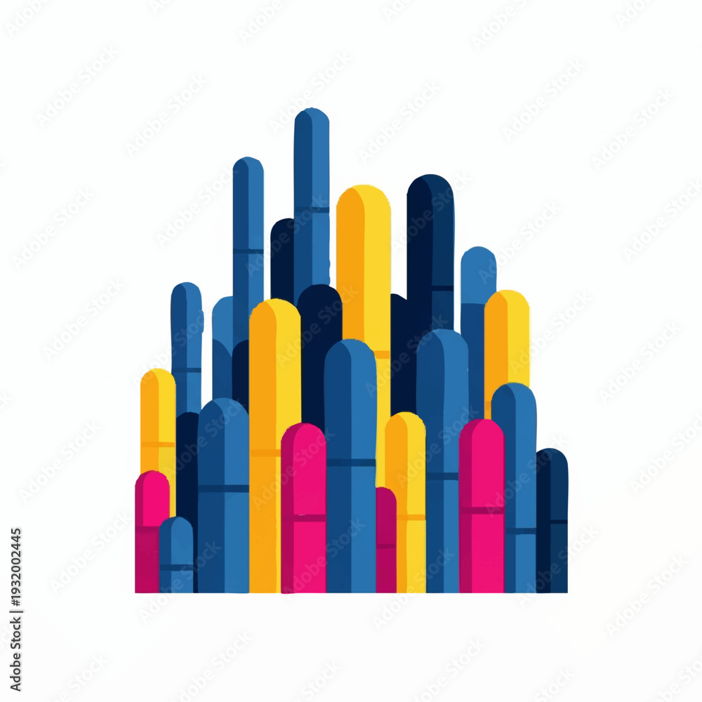 Obraz premium Abstract Colorful Cylinders Arranged in a Dynamic Composition.