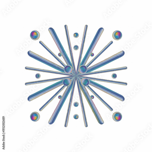 Abstract Geometric Starburst Bursting with Light and Color.