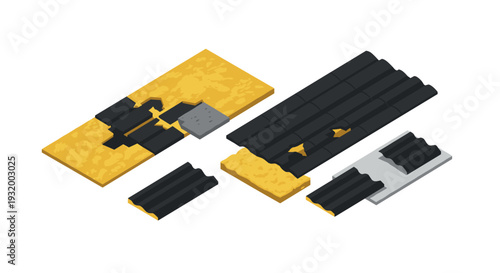 Isometric chocolate and wafer bar with missing pieces on white background