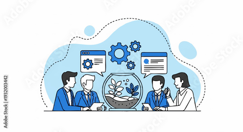 Business team collaborating on a project with growth concept.