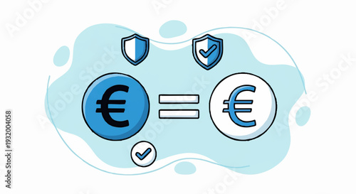 Euro currency symbol with security shields and checkmarks.
