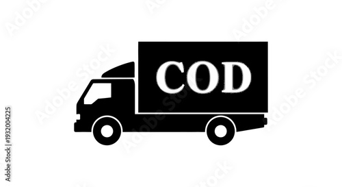 a black silhouette delivery truck illustrating cash on delivery cod service ideal for e-commerce and logistics concepts