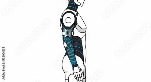 Futuristic Robot Body Design Side View Technology Concept.