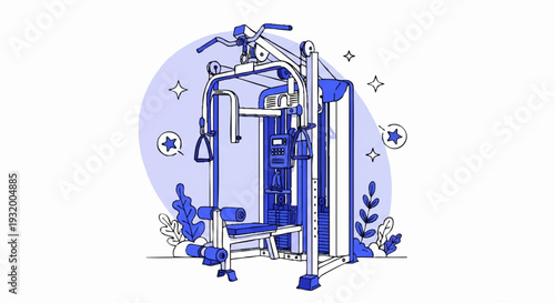 Illustration of a modern home gym machine for workouts.