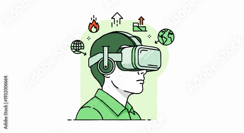 Man wearing virtual reality headset exploring digital world.