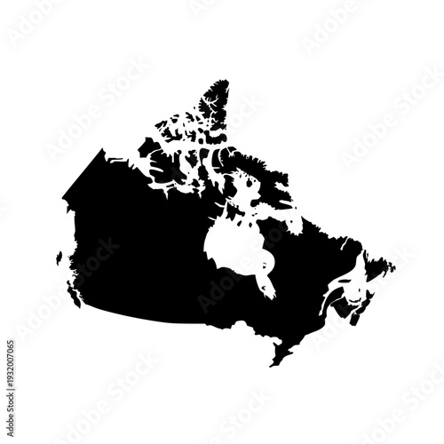 Canada Silhouette Map Vector – Minimal Charcoal Country Outline with Simplified Borders