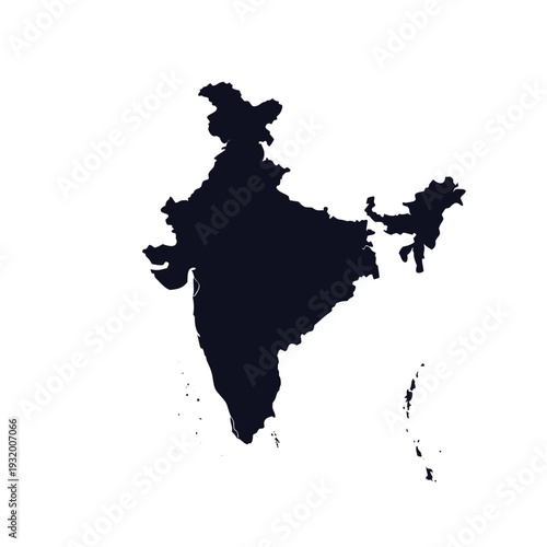 India Silhouette Map Vector – Minimal Dark Navy Country Outline Illustration
