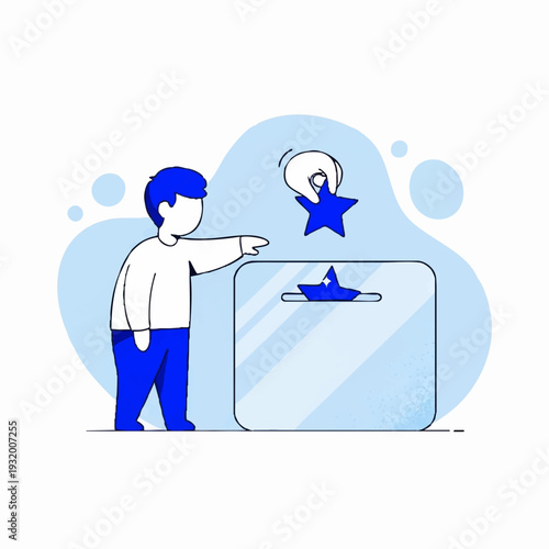 Person casting a vote into a ballot box with a star symbol.